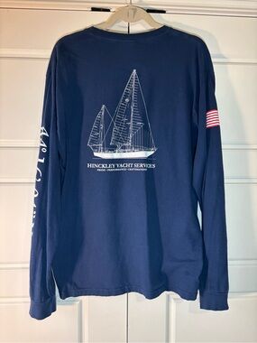 Comfort Colors Navy Long Sleeve Hinckley Yacht Services Tee
